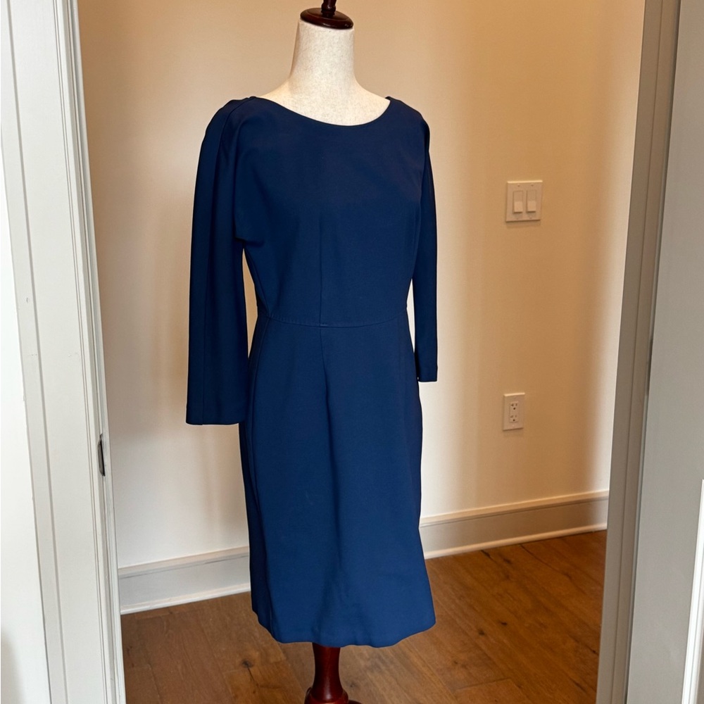 Piazza Sempione - Navy Long Sleeve V-Back Dress - Picture 2 of 11